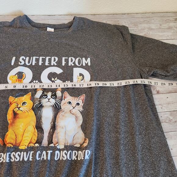 Heather Grey OCD "Obsessive Cat Disorder" T-Shirt 3X NWT - Picture 7 of 8